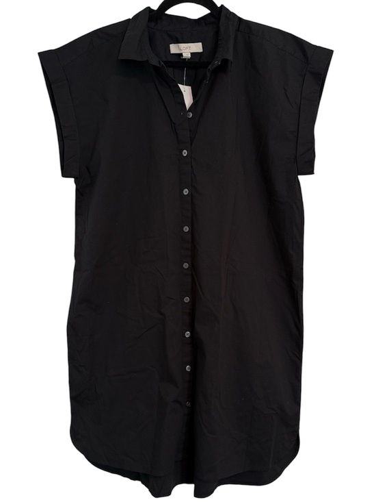 LOFT Dresses & Skirts - Loft Black Button Down Short Sleeve Casual 96% Cotton Dress NWT
